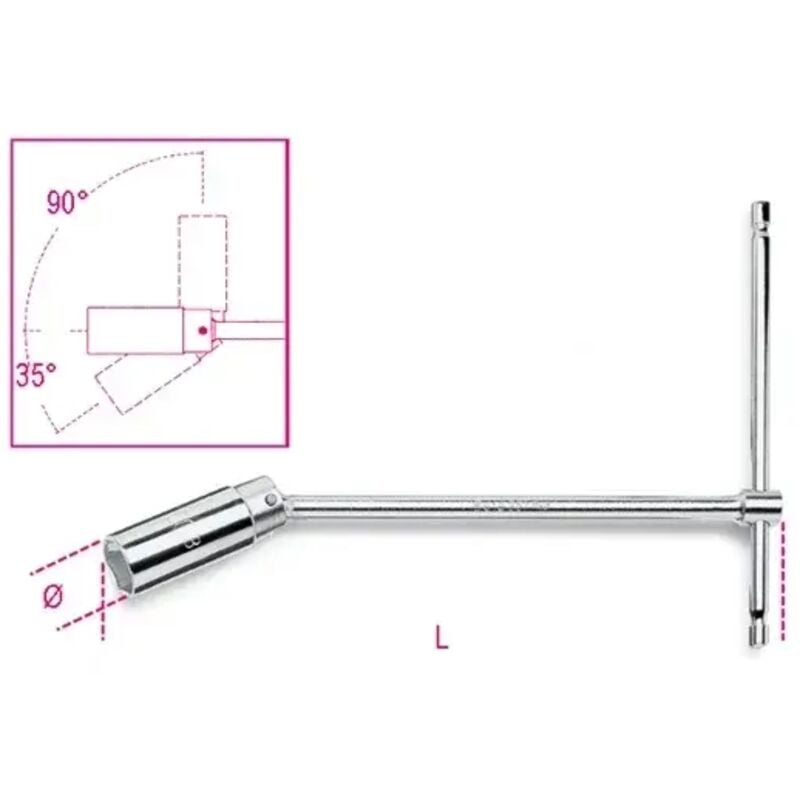 Beta - 957 Clé à poignée en t pour bougies d'allumage - 16.0 - 5/8