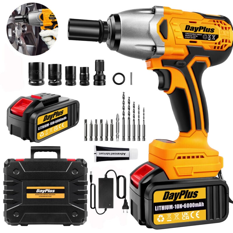 Clé à choc sans fil 21V + batterie 6Ah 3-en-1 fonction 4 douilles + coffret