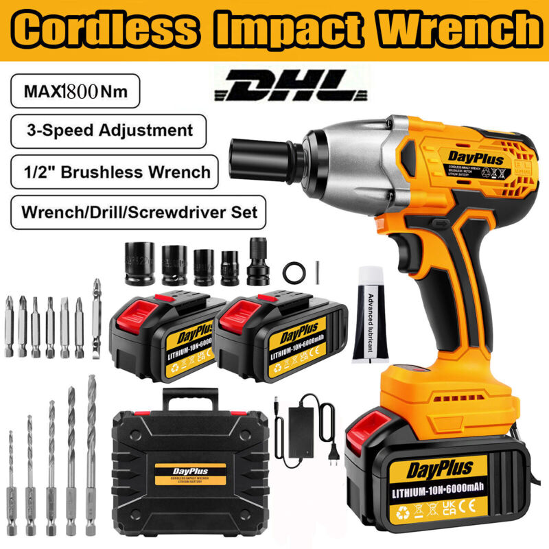 Clé à chocs 3 en 1 1/2' Visseuse à cliquet sans fil Chargeur de batterie Mallette Nusse