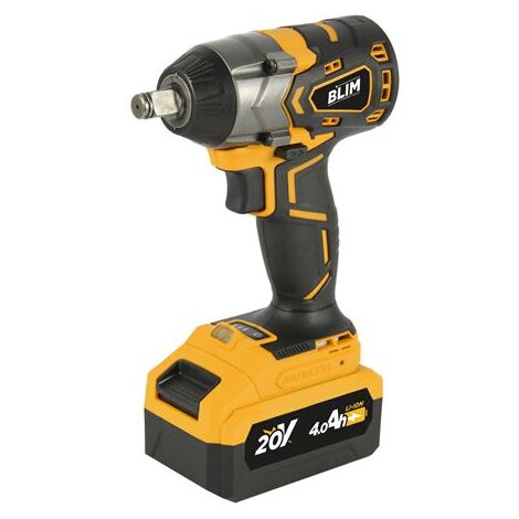 Clé à chocs Blim 20v 4ah - douille 1/2" - couple max 420nm - vitesse : 0-1600, 0-1900, 0-2300rpm - poignée ergonomique - batterie et mallette de transport incluses - batterie incluse