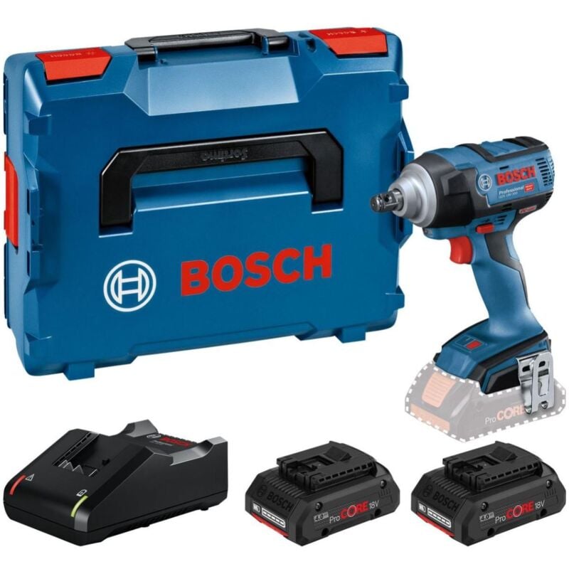 Boulonneuse sans fil gds 18V-300 Procore Bosch avec 2 batteries 18V 4.0Ah - chargeur - LBoxx - 06019D8202