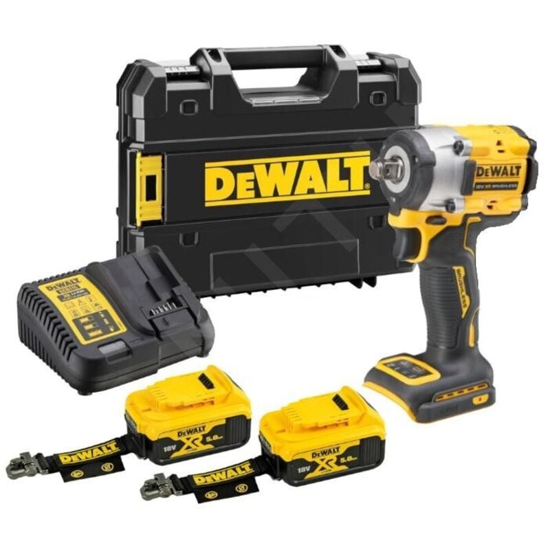 DeWALT Outillage - Clé à chocs aku 18V, 2x batterie 5,0 Ah lanyard ready, chargeur DCF921P2LRT