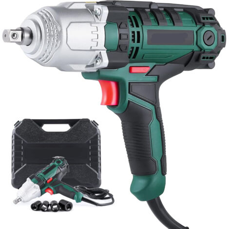 Clé à chocs électrique, robuste 550 W filaire 500 N.m Max Torque Clé à percussion, 12,7mm (½) avec enclume de goupille de détente, 4 douilles à choc et étui de transport