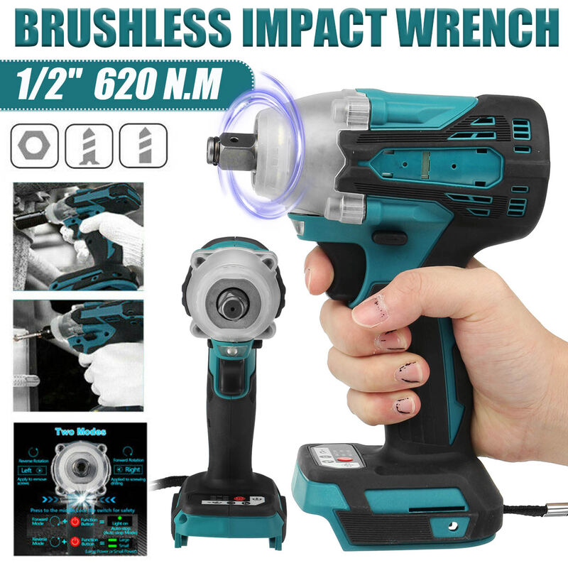 Clé à chocs électrique sans fil et sans balais 1/2' 620Nm pour batterie Makiita 18V