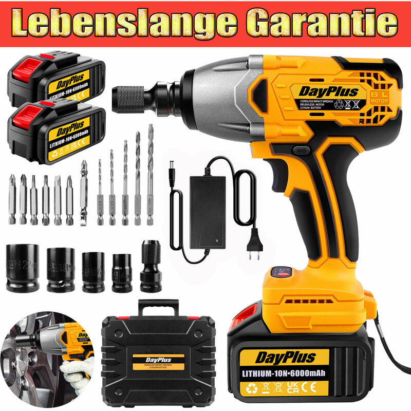 Clé à chocs sans balai 1/2 pouce à tête carrée avec 2 batteries 6.0Ah