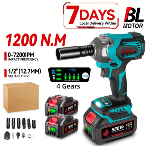 Clé à Chocs Sans Balais 1200N·m 3 Fonctions 1/2 Pouce Sans Fil Compatible Makita