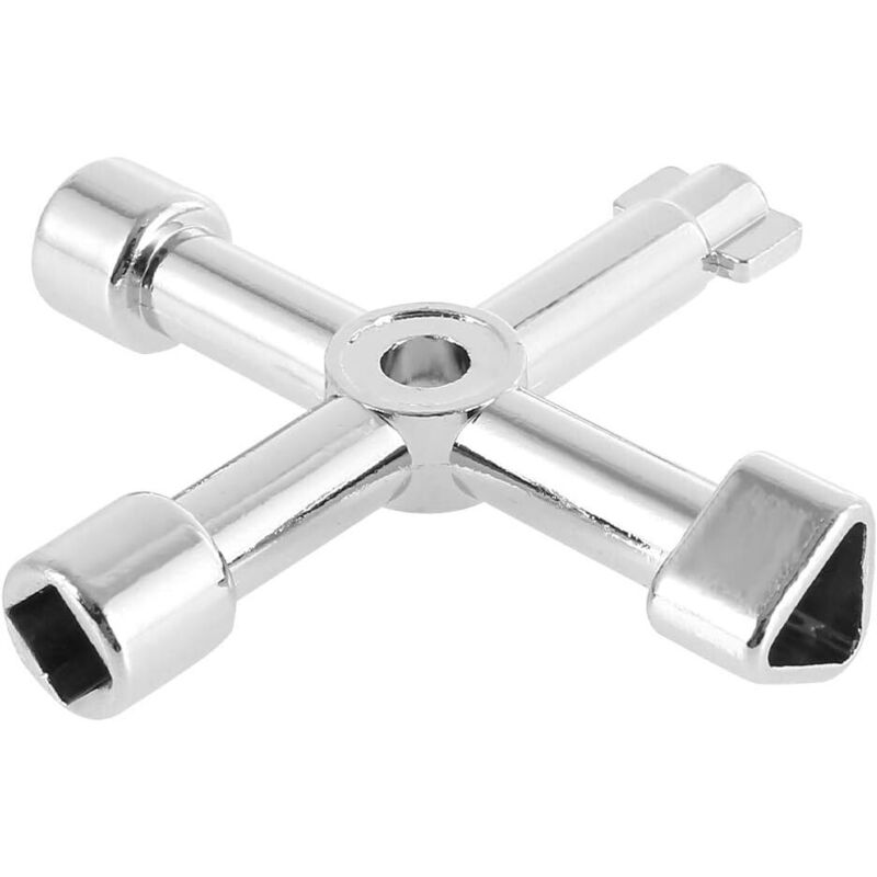 Clé à clé-électrique réservoir de gaz d'eau armoire à pharmacie déverrouiller clé croix triangle clé multifonctionnelle pratique clé (argent,1pc)