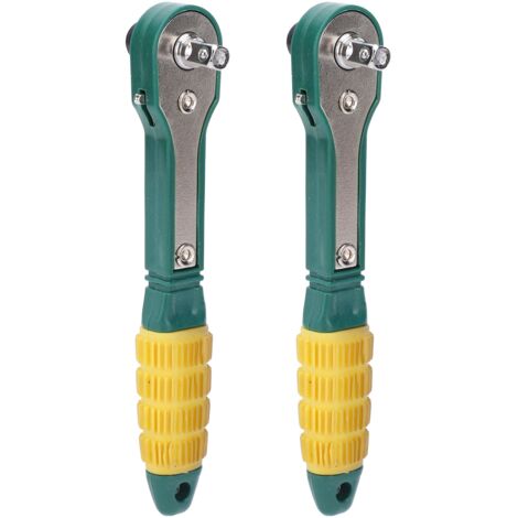 Clé à cliquet 1/4 avec douilles hexagonales en acier 45, 2 pièces, outil manuel 144mm, vert et jaune