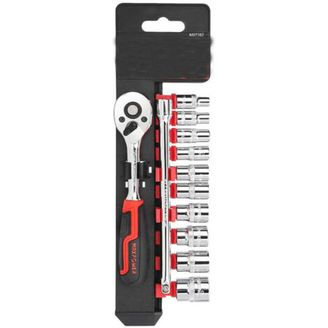 Clé à Cliquet 1/4 Coffret de Douilles 12 Pièce,Clé à Cliquet 1/4'' et Douilles avec Support Étanche Hautes Performances丨Fabriqué e Chrome Vanadium