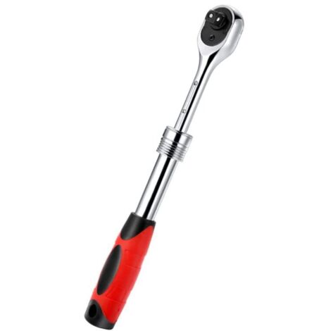 Clé à cliquet à douille carrée 1/4 "entraînement à cliquet télescopique à dégagement rapide 72 dents poignée de longueur réversible   (rouge )