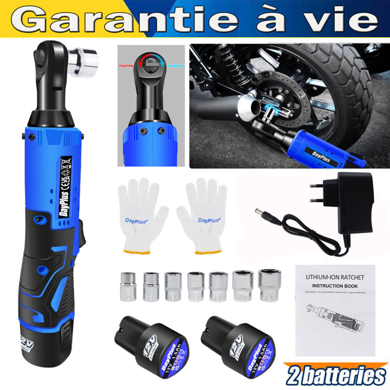 Clé à Cliquet Électrique Sans Fil 12V 3/8 Couple 120Nm Avec 3000mAh Batterie