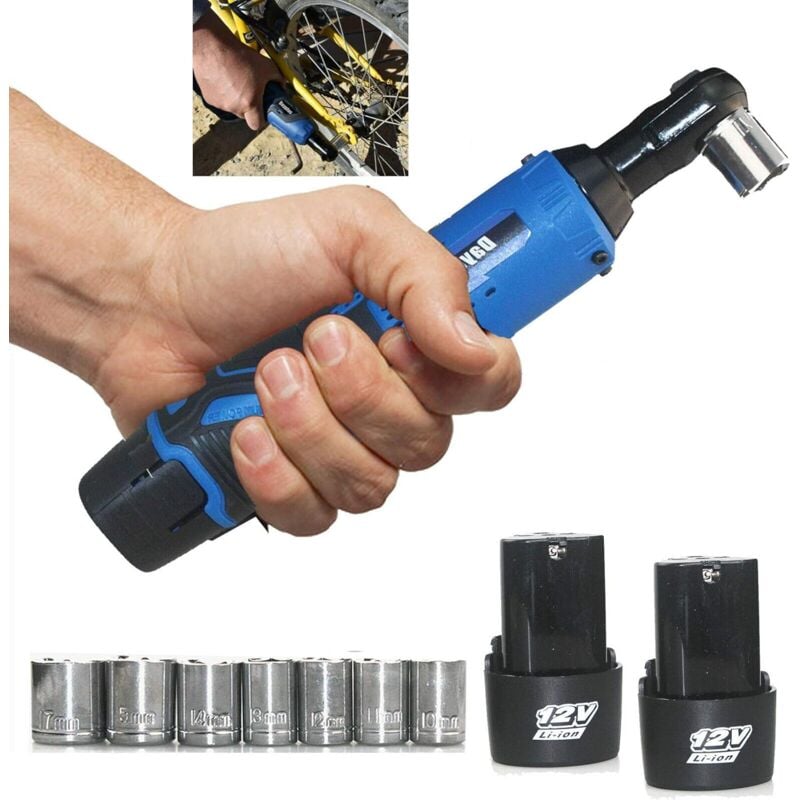 Clé à cliquet électrique sans fil 3/8' 40 Nm 230 tr/min 12 v Power Set de clés à cliquet avec chargeur rapide, déclencheur à vitesse variable, 2