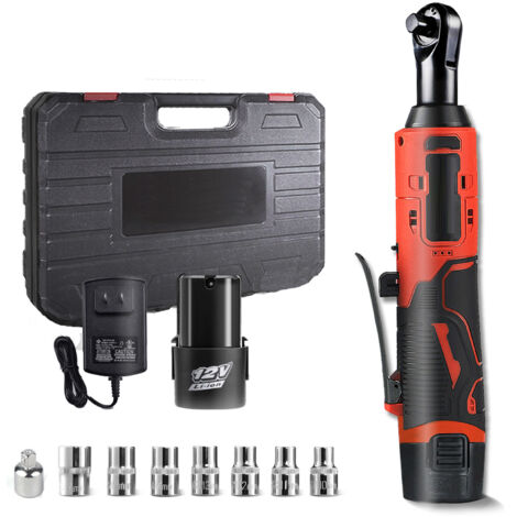 Clé à cliquet légère, clé de fixation de charpente, légère (rouge, vitesse variable, une batterie + coffret plastique + accessoires)