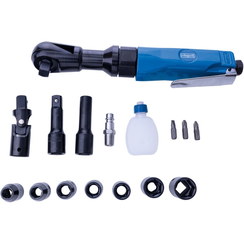 Scheppach - Kit Clé à cliquet pneumatique de 1/2' livré avec 7 douilles et divers embouts