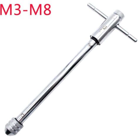Clé à cliquet réglable avec poignée en T, pour tarauds métriques M3-M8, alésoir, clé à cliquet, outil à main, corps de 248 mm