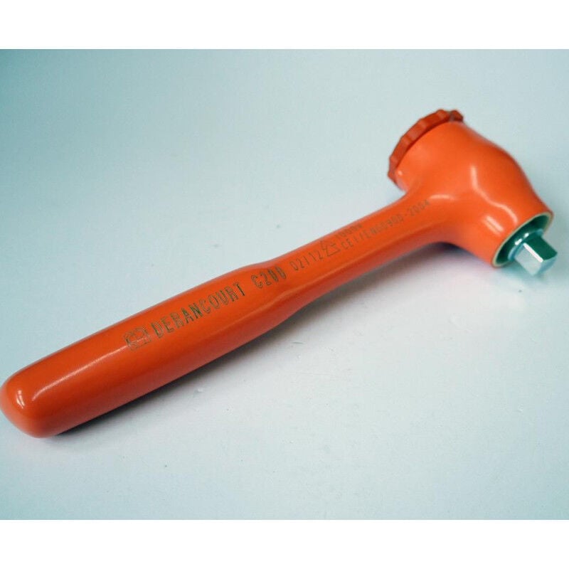 Clé à cliquet réversible 3/8' (9.53mm) isolée 1000V orange à verrouillage mécanique Derancourt