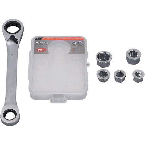 Clé à cliquet réversible 72 dents 12 pans 14 mm 19 mm à double extrémité avec 5 douilles