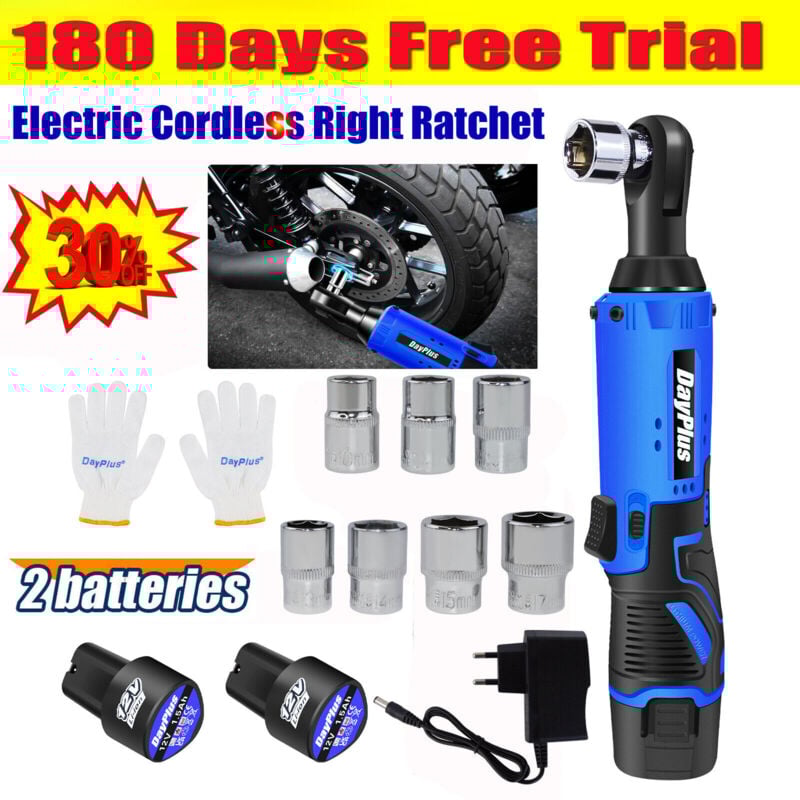 Clé à Cliquet Sans Fil 12V 3/8'' Couple 120 n.m Avec 21500mAh Chargement Rapide