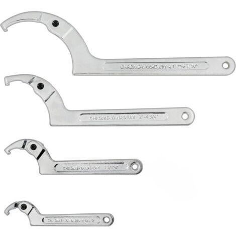 Clé à Crochet réglable en C,Cle a Ergot Reglable pour Vérins Hydrauliques, Machines Mécaniques, Véhicules, (4 pcs.) 3/4-2", 1 1/4-3", 2-4 3/4", 4 1/2-6 7/10" Clé à Ergot Articulée