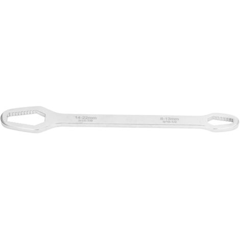 Clé à double extrémité auto‑serrante 8‑22mm, outil multifonction pour réparation automobile, finition argentée