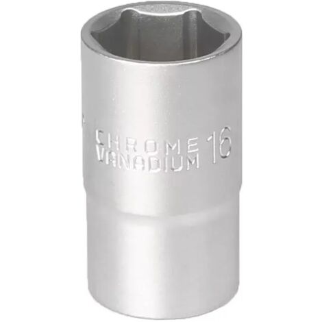 Clé à douille 1/2 pouce, 6 angles, 16 mm, acier chrome-vanadium CRV