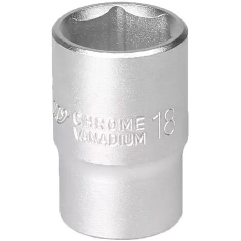Clé à douille 1/2 pouce, 6 angles, 18 mm, acier chrome-vanadium CRV