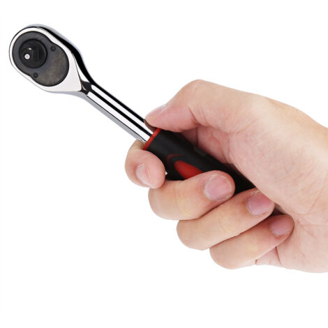 Clé à douille à cliquet 1/4" Drive Quick Release - Mains en TPR - 55 Steel - 17.5cm/162g - Kit 1 pièce