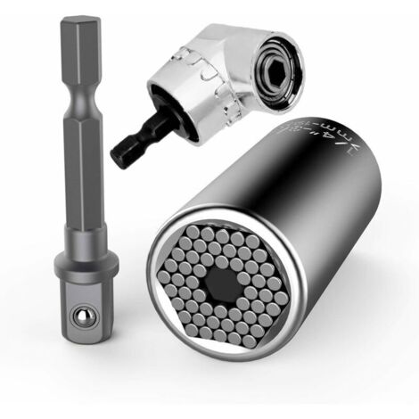 Clé à douille Clé universelle Écrou universel Clé à douille universelle Outils à main multifonctions 7-19mm avec un tournevis à 105 ° Adaptateur de fixation Adaptateur Outils de réparation 3
