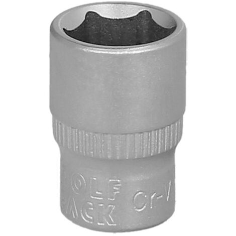 Clé à douille hexagonale 1/4" 12 mm. Profil 6 pans. Acier Chrome Vanadium, Bords Ronds