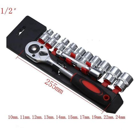Clé à douille universelle 1/2" en acier Cr-V pour véhicules et vélos avec clé dynamométrique
