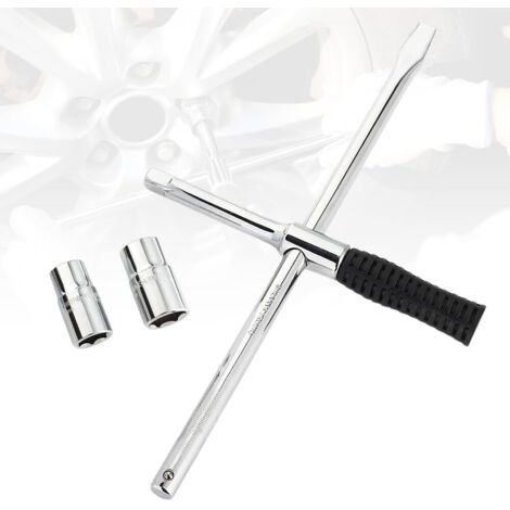 Clé à écrou de roue combinée - Tige CRV Acier au chrome-vanadium Douilles 17 x 19 et 21 23 Avec sac en tissu Oxford 600D Outil professionnel pour voiture