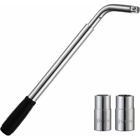 Clé à ergots télescopique Clé à écrou de roue extensible,Clé à extension universelle pour pneu,Ensemble de renfort de roue pour outil de réparation de pneus pour(17mm, 19mm,21mm,douille 23mm)