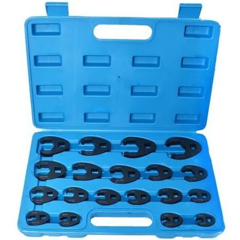 Clé à Fourche 19 pièces, Jeu de Clés à Fourche 19 Pièces avec Clé Dynamométrique Dimensions 8-32 mm Pour Conduites de Frein et Écrous de Tuyau