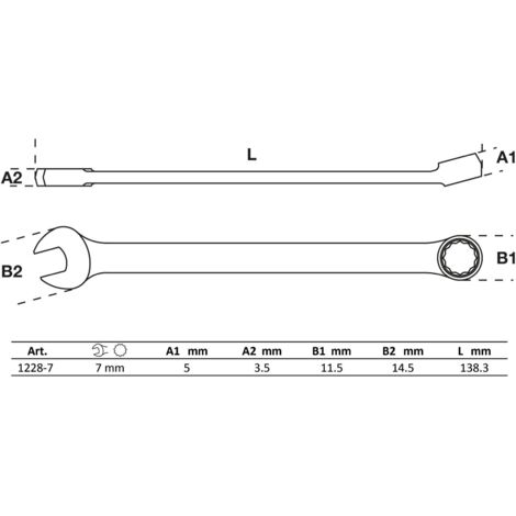 Clé à fourche BGS extra longue SW 7 mm