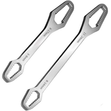 Clé à fourche polygonale + Torx universelle 2 pièces – clé auto-serrante double extrémité pour vis et écrous multiples