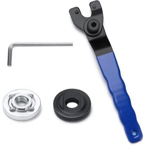 Clé à Molette pour Meuleuse D'angle, avec Clé Allen et 2 Brides, 10-52mm Clé à Broche Réglable, Clé à Meuleuse avec Manche en Plastique Antidérapant (Bleu Noir)