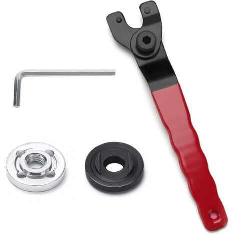 Clé à Molette pour Meuleuse D'angle, avec Clé Allen et 2 Brides, 10-52mm Clé à Broche Réglable, Clé à Meuleuse avec Manche en Plastique Antidérapant (Rouge Noir)