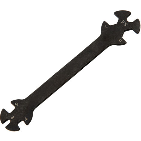 Clé à molette pour voiture télécommandée, compatible écrous 3/4/5/5.5/7/8mm - Noir