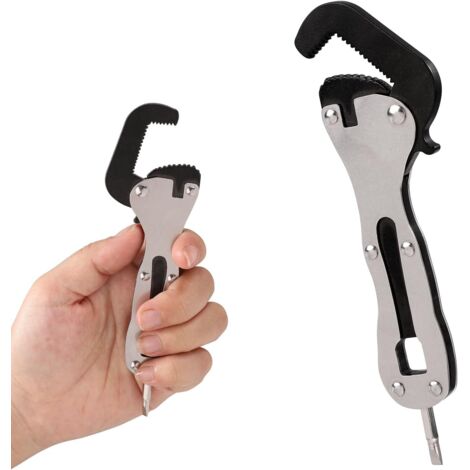 Clé à Molette Universelle, Micro-Auto-Ajustable, Multifonction, avec Tête de Tournevis, pour Espaces Restreints