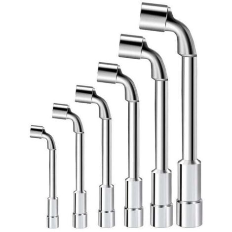Clé à pipe débouchée en L 7/8/9/10/11/12 mm – Acier au chrome vanadium – Boîtier hexagonal à 90° pour goujons profonds – Entretien vélos et voitures