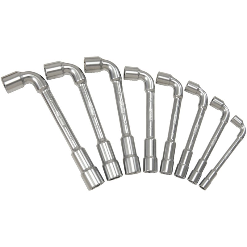 KS Tools - Boîte de 8 clés à pipe débouchées métriques - 6 pans, 8 à 24 mm - 517.0452