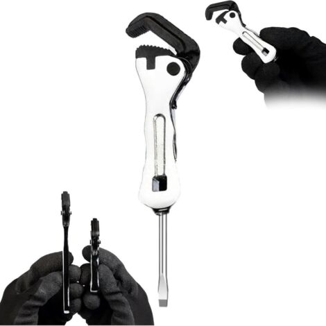 Clé à pipe multifonction courte pour plombiers, mini-clé avec tête de tournevis, clé réglable miniature 2 en 1