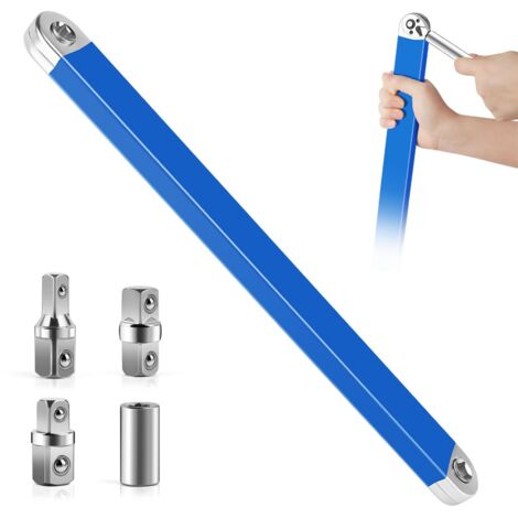 Clé à Rallonge Décalée, Rallonge de Clé Dynamométrique, Zero Offset Extension Wrench, Clé à Espace Restreint Prolongée avec Adaptateurs de 1/2", 1/4" et 3/8"