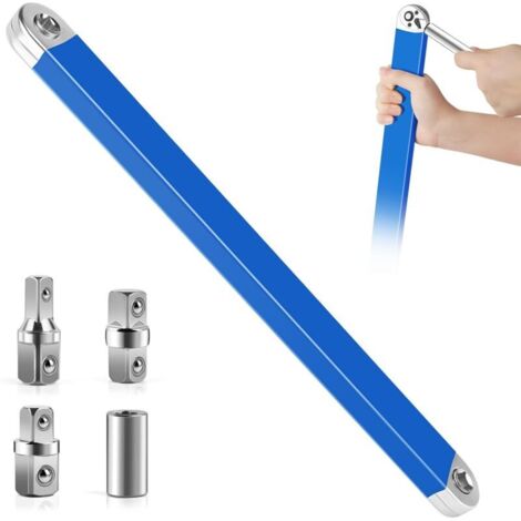 Clé à Rallonge Décalée, Rallonge de Clé Dynamométrique, Zero Offset Extension Wrench, Clé à Espace Restreint Prolongée avec Adaptateurs de 1/2", 1/4" et 3/8"