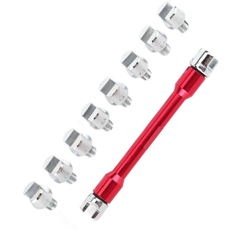 Ineasicer - Clé à rayons moto cnc 5.0-6.8 Longueur 93mm/3.7in pour la plupart des motos Rouge