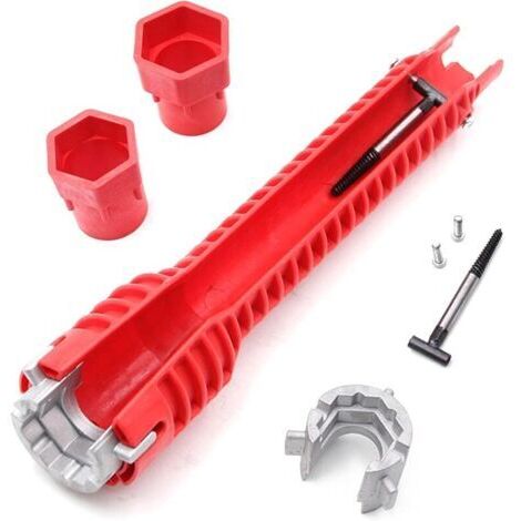Clé à robinet 8 en 1 – Clé à robinet pour espaces restreints – Kit de clés à douille multifonctions pour installation d'évier, plomberie de cuisine/salle de bain – Clé à tuyau de plomberie