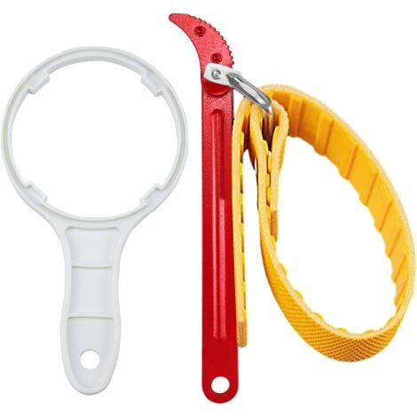 Clé à Sangle Universelle Réglable et 10" Porte Filtre Eau 50-150mm Clé Filtre à Huile pour Tuyau Pommeaux de douche RéParations De Plomberie Ouvre-bocal Décapsuleur