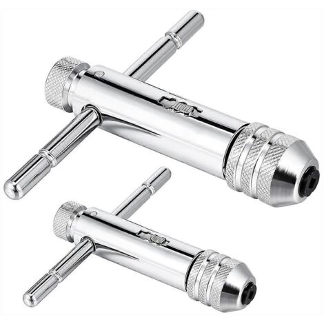 Clé à taraud à cliquet avec poignée en T (lot de 2), poignée en T réglable - Argent -