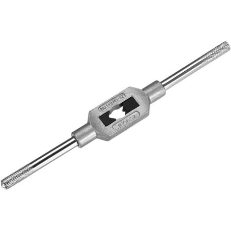Clé à taraud – Porte-taraud gauche Poignée de clé à taraud réglable pour métrique M1-M12 W1/16-1/2 Clé à tarauder à tête fraisée Outil de clé à tarauder en acier au carbone moyen plaqué nickel（1pc）