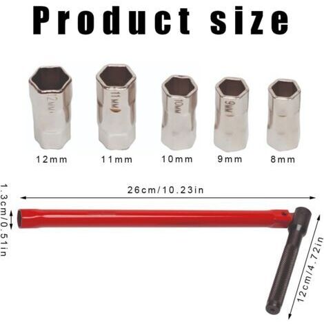 Clé à tarauder de 13 mm avec 5 embouts (8-12 mm) – serre facilement les écrous de mélangeur – convient aux espaces confinés.